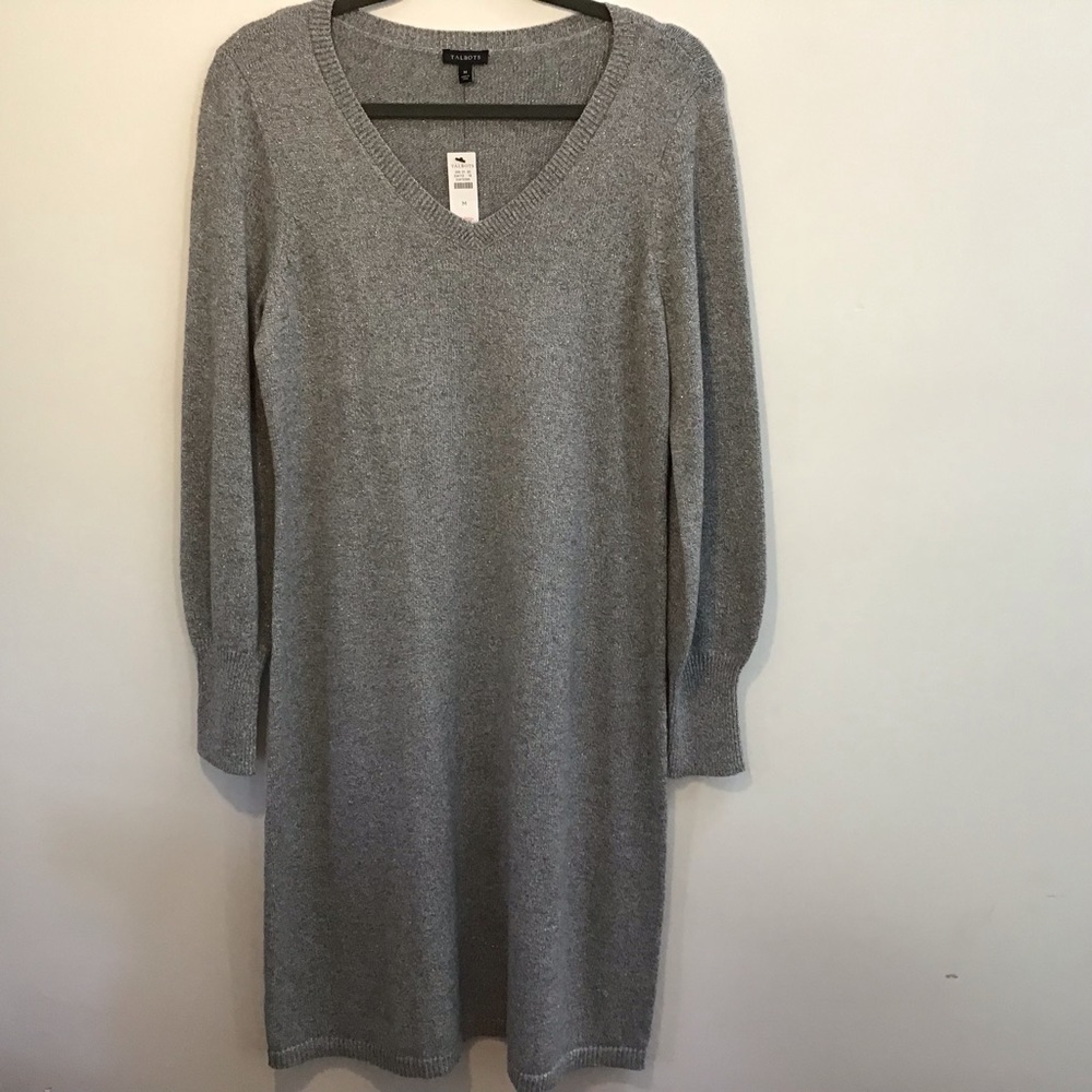 Talbots long sleeve shimmer sweater dress size medium